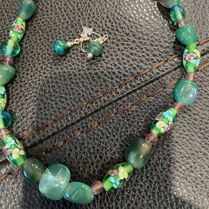 New Italian beaded necklace and earrings